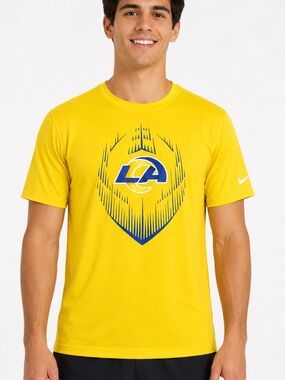 Nike Los Angeles Rams Dri-FIT Graphic Tee Shirt Yellow Men’s‎ Large NFL Football